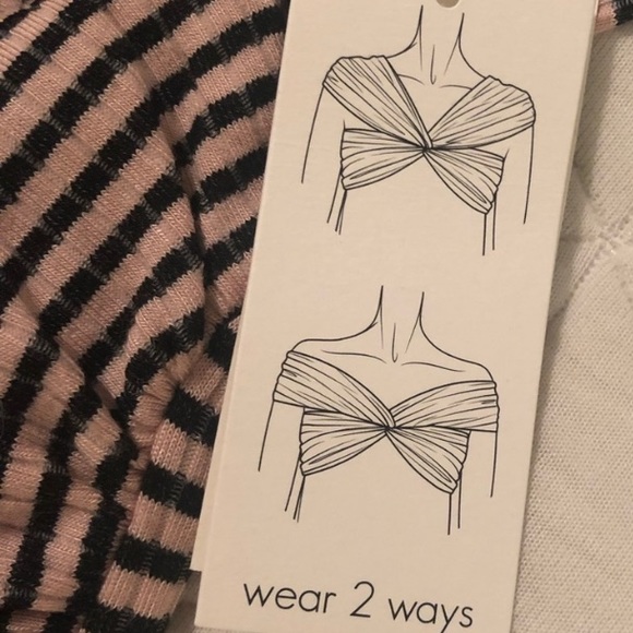 🆕 Anthropologie Stripes Blouse. Pink & Black . Ribbed Fabric. NWT - Picture 10 of 11